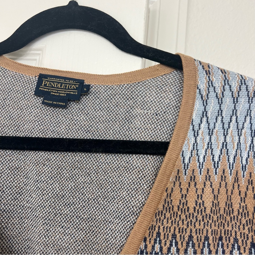 Pendleton Brown Tan Blue Argyle Pattern Cardigan … - image 3